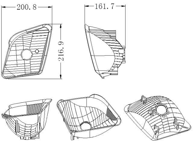 Automotive headlamp reflector plastic part for BMC injection molding