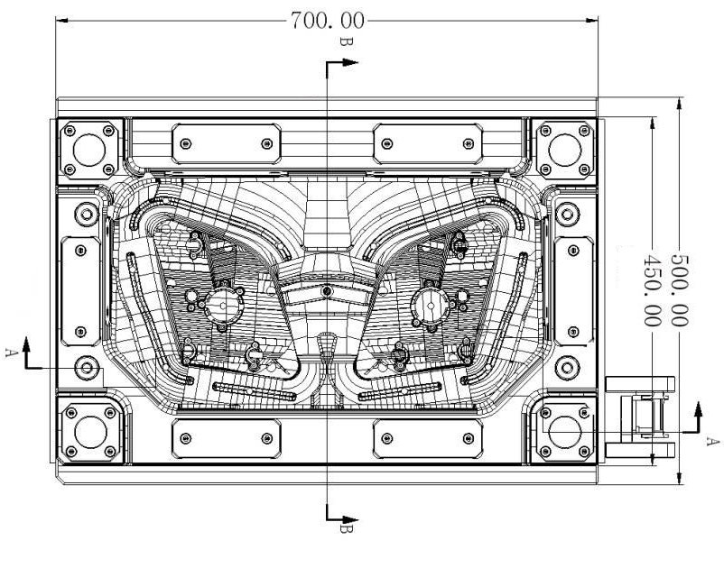BMC reflector injection mold assembly – reversed core/cavity layout