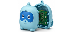 Voice interaction toy enclosure with microphone hole design, acoustic openings, and internal PCB mounting structures