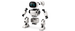 AI robot toy housing with multi-part plastic assembly, snap-fit structures, and movable component clearances