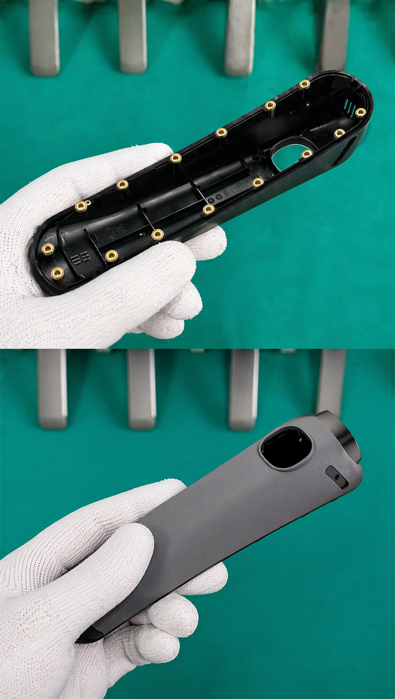 Handheld scanner housing insert injection molding exterior
