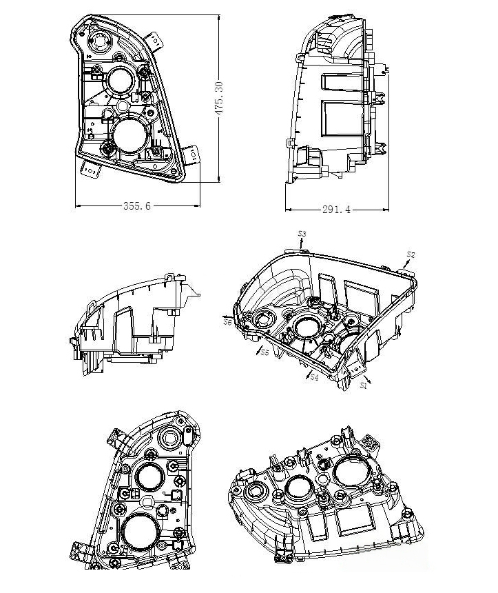 PP+TD20 automotive light housing part for injection mold analysis