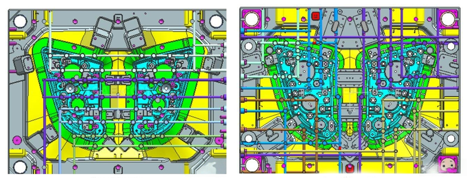 cooling channel layout for automotive light cover injection mold