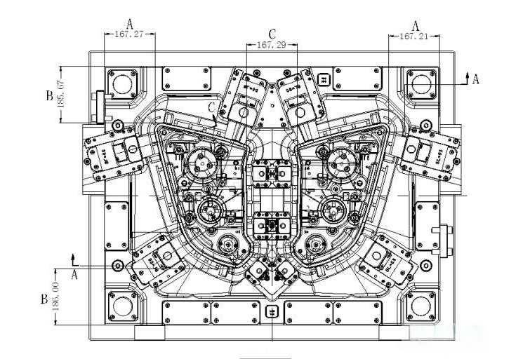 parting line shut-off and mold strength design for automotive light cover mold