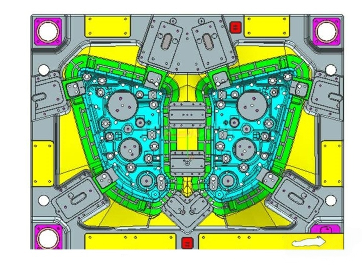 venting groove design on moving side parting surface of automotive lamp housing mold