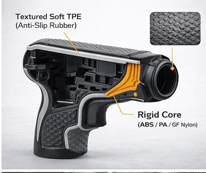 2K Injection Molding for Ergonomic Soft Touch Handle with Anti-Slip Performance