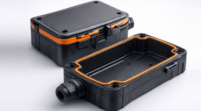 Two-colour injection-moulded plastic casings for waterproof electronic devices