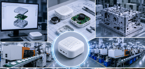 AI hardware manufacturing services for prototyping, plastic housing development, and injection molding