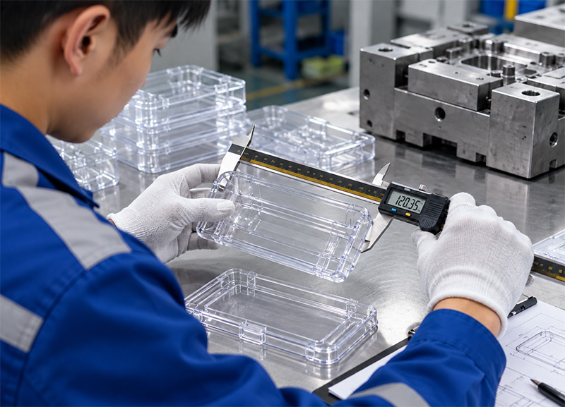 Dimensional and assembly inspection of a clear PET container during quality verification